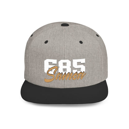 Flat Bill Snapback Hat - 685 Samoa - White & Gold Embroidery - AU/NZ/USA - The Koko Samoa