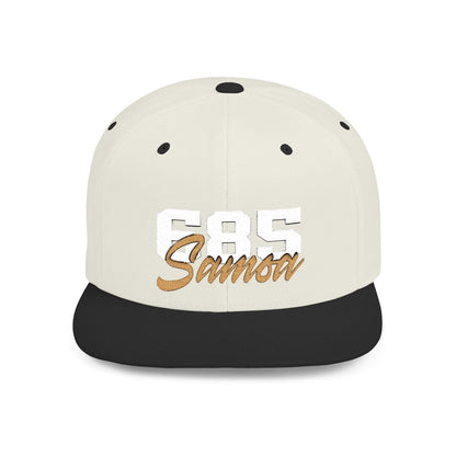 Flat Bill Snapback Hat - 685 Samoa - White & Gold Embroidery - AU/NZ/USA - The Koko Samoa