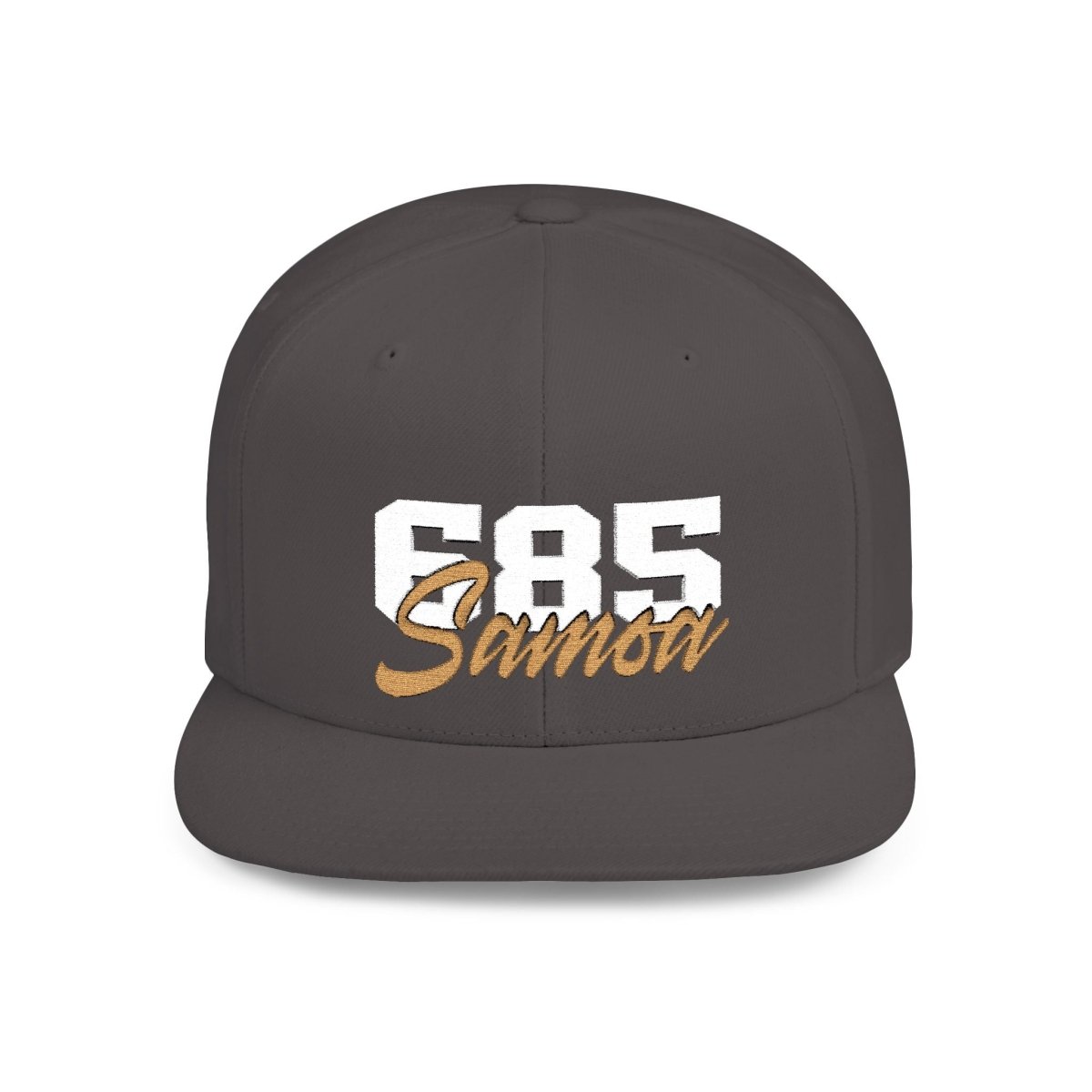 Flat Bill Snapback Hat - 685 Samoa - White & Gold Embroidery - AU/NZ/USA - The Koko Samoa