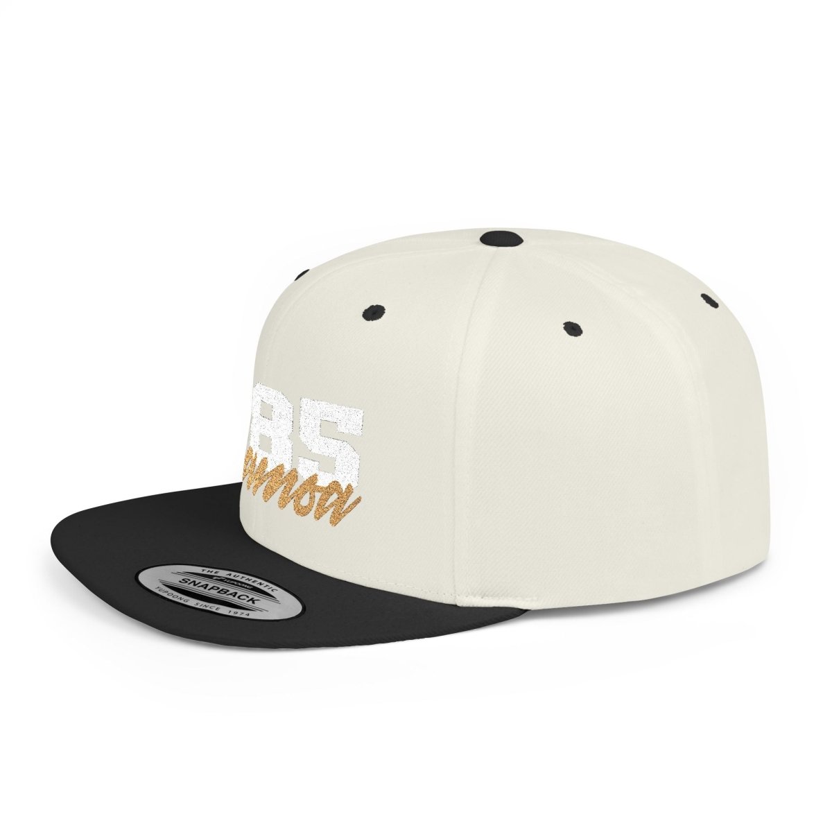 Flat Bill Snapback Hat - 685 Samoa - White & Gold Embroidery - AU/NZ/USA - The Koko Samoa