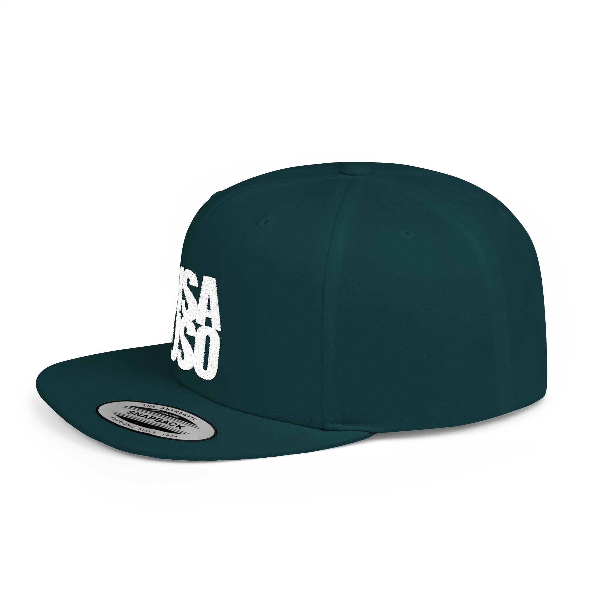 Fulfill Engine flat bill snapback hat with white USA USO embroidery, black color, one size, adjustable baseball cap.