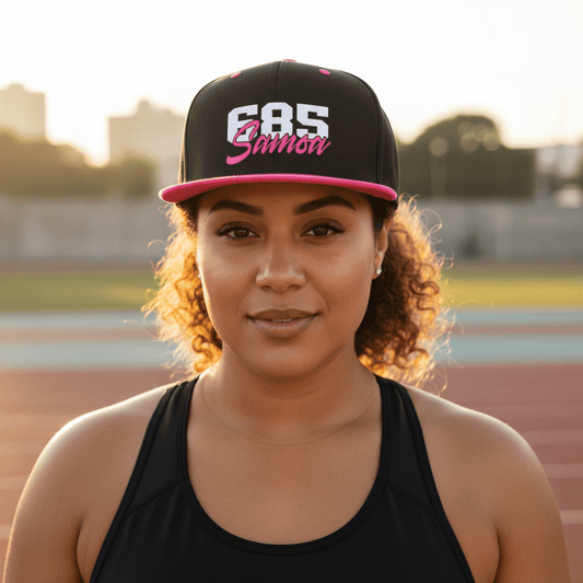 Flat Bill Snapback Hat - 685 Samoa - White & Neon Pink Embroidery - AU/NZ/USA - The Koko Samoa