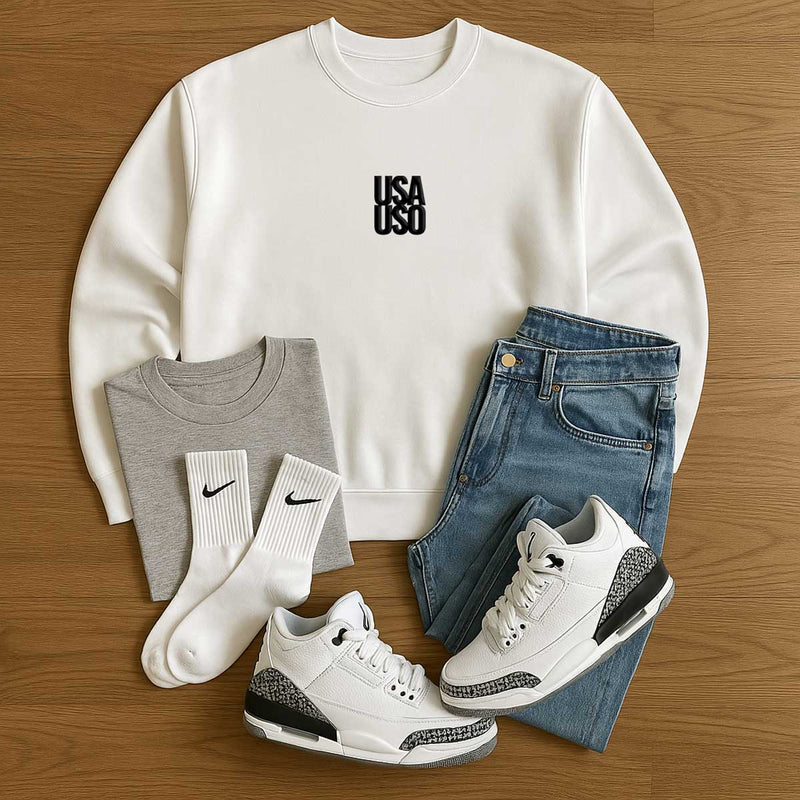 Unisex Heavy Blend Crewneck Sweatshirt - USA USO - Black Embroidered - AU/NZ/USA - The Koko Samoa