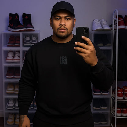 Unisex Heavy Blend Crewneck Sweatshirt - USA USO - Black Embroidered - AU/NZ/USA - The Koko Samoa