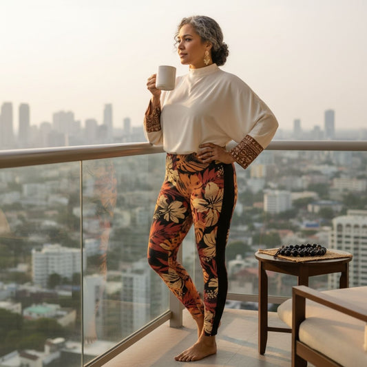 IslandFlex Mid - Rise Leggings - Lalomanu Ember - AU/NZ/USA - The Koko Samoa