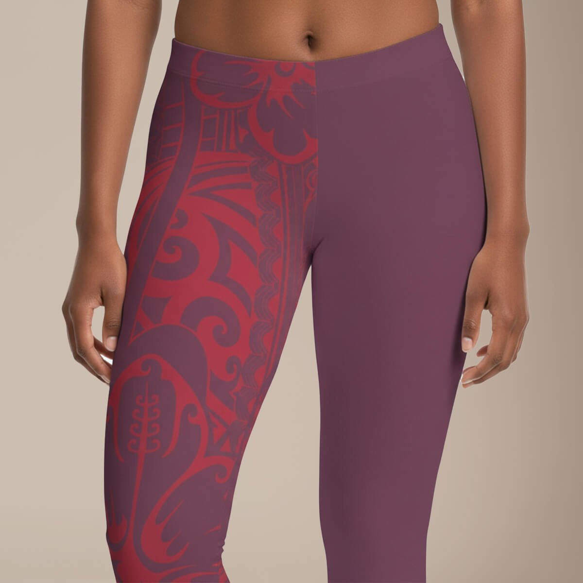 FYBY IslandFlex mid-rise leggings in Bloom Winterberry Red, featuring seamless design and matching thread details.