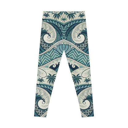 IslandFlex Mid - Rise Leggings - Blue Waves - AU/NZ/USA - The Koko Samoa