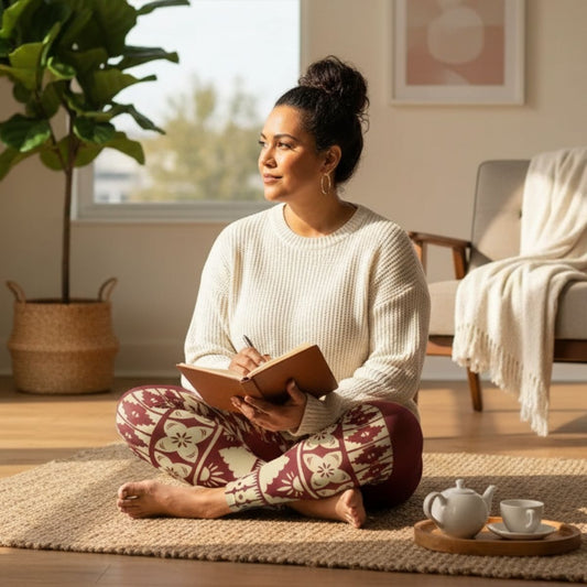 PasifikaOne Mid - Rise Leggings - Fiji Red - AU/NZ/USA - The Koko Samoa