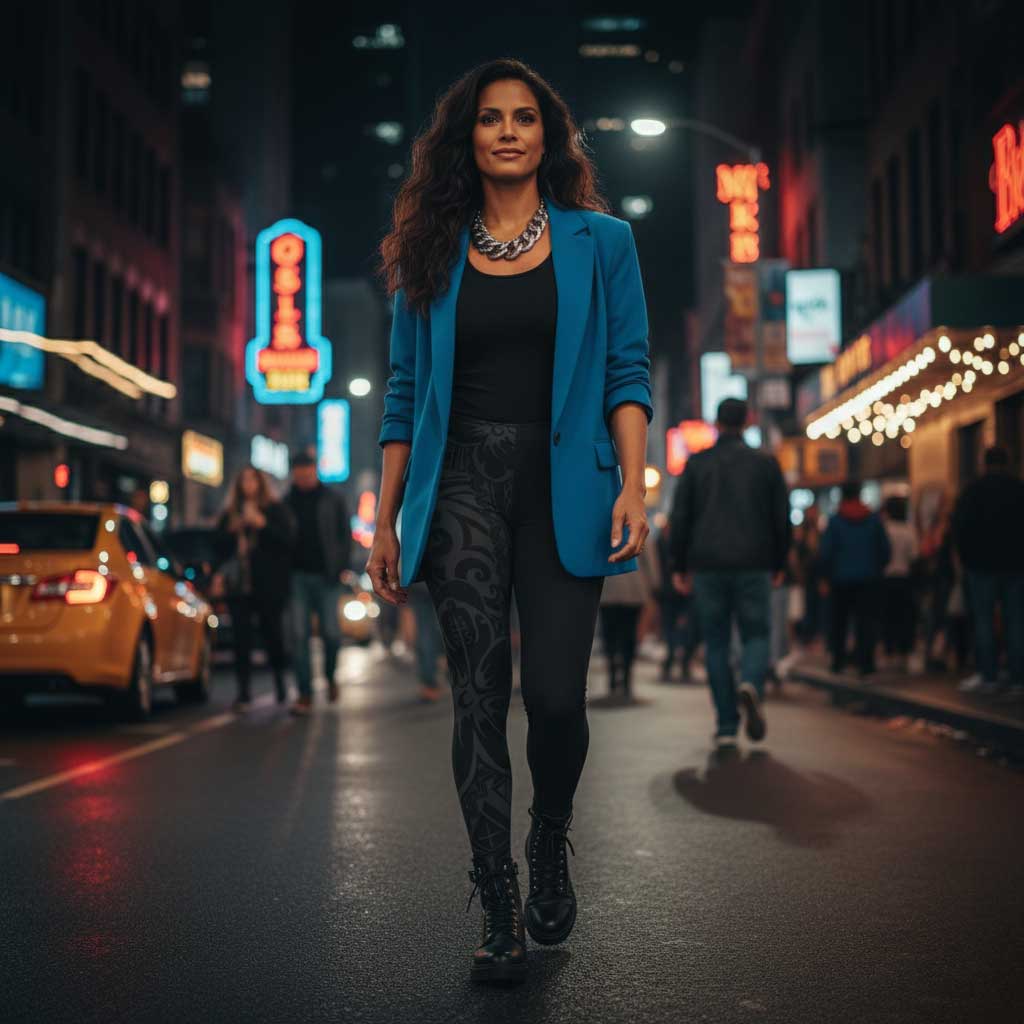 FYBY IslandFlex mid-rise leggings in Bloom Dark, featuring seamless design and matching thread color, ideal for active wear.