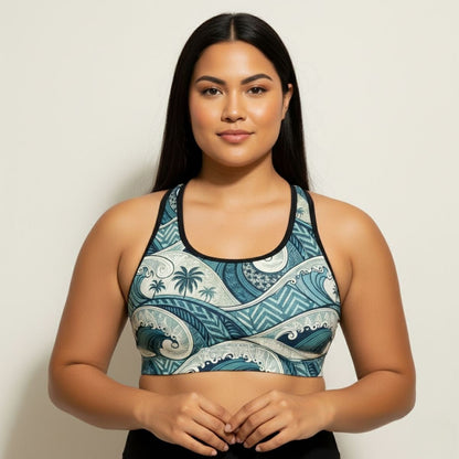Islandflex Seamless Sports Bra - Blue Waves - AU/NZ/USA - The Koko Samoa