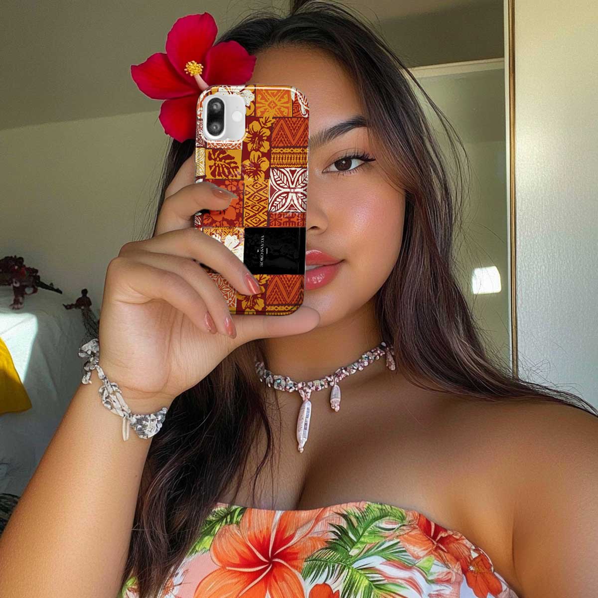 Sunrise-themed Tough Phone Case by Printify for Sataoa, featuring island love design for AU, NZ, and USA.