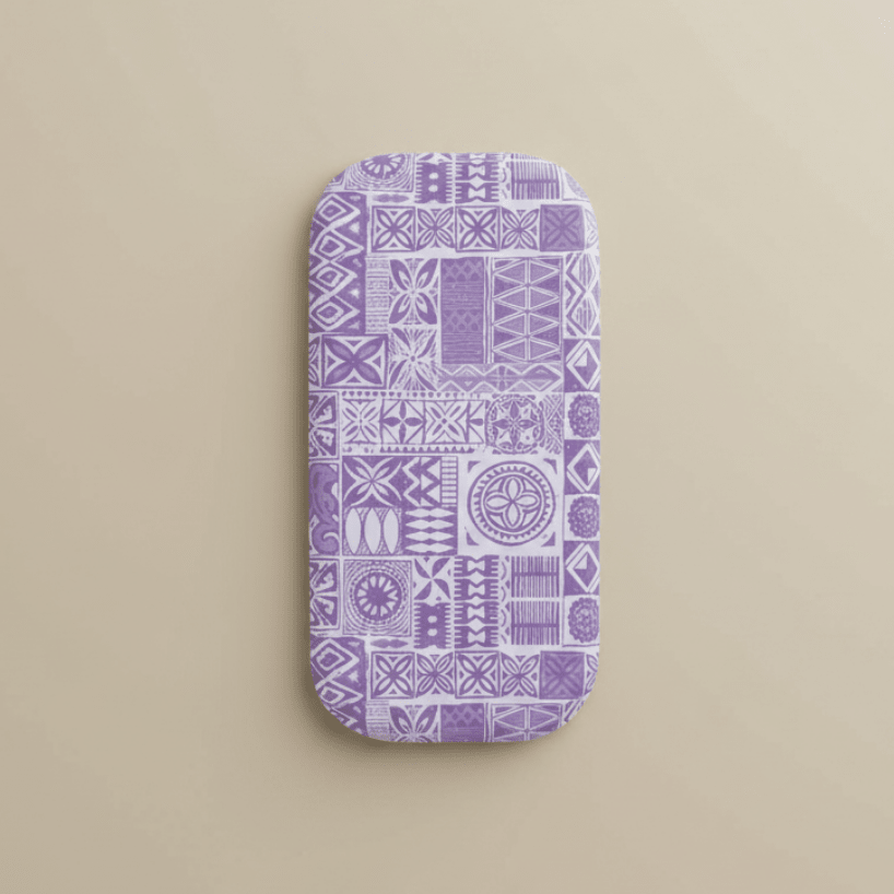 Lavender Elei phone grip stand by WOYC, versatile phone holder and stand with intricate Elei pattern for AU/NZ/USA markets.
