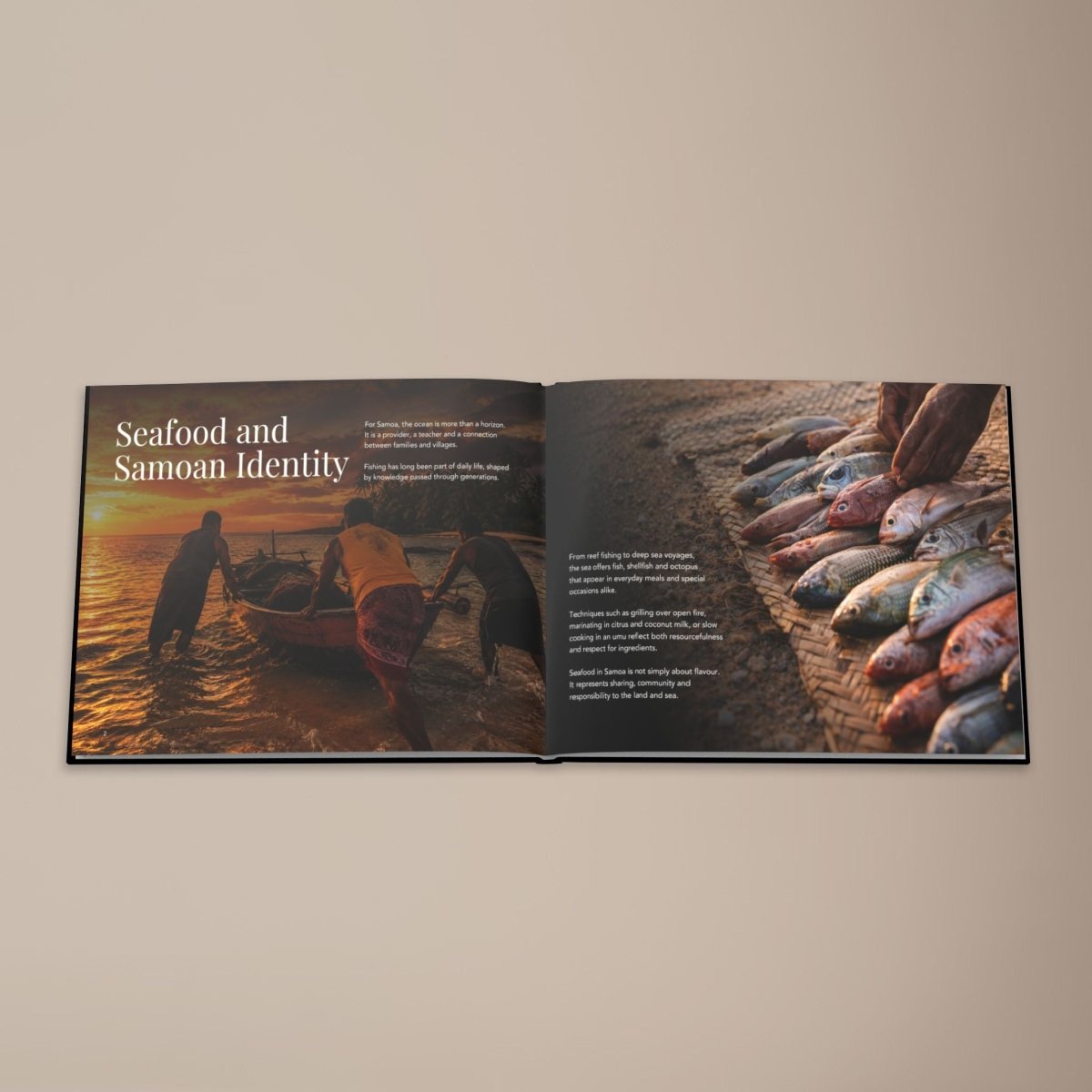 Hardcover keepsake book featuring 6 traditional Samoan recipes, published, with colorful cover design.