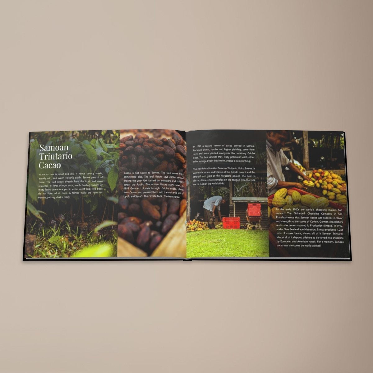 Hardcover keepsake book titled "The Samoan Sweets Book" featuring six traditional Samoan recipes,.