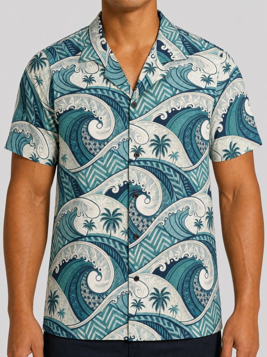 Hawaiian Camp Shirt - Blue Waves - AU/NZ/USA - The Koko Samoa