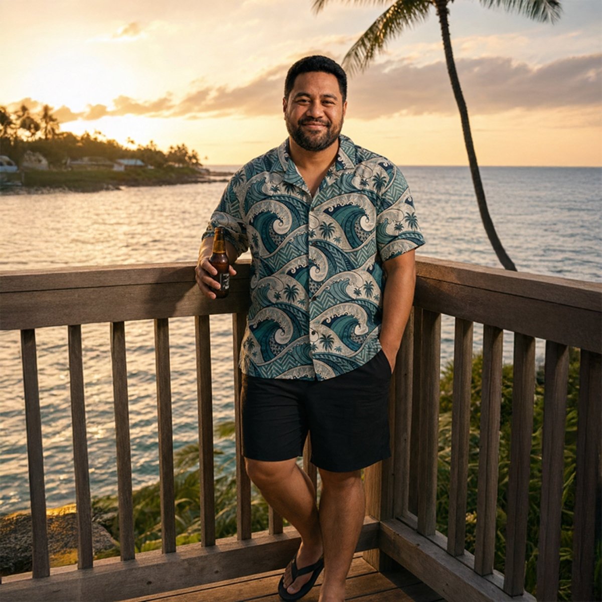 Hawaiian Camp Shirt - Blue Waves - AU/NZ/USA - The Koko Samoa