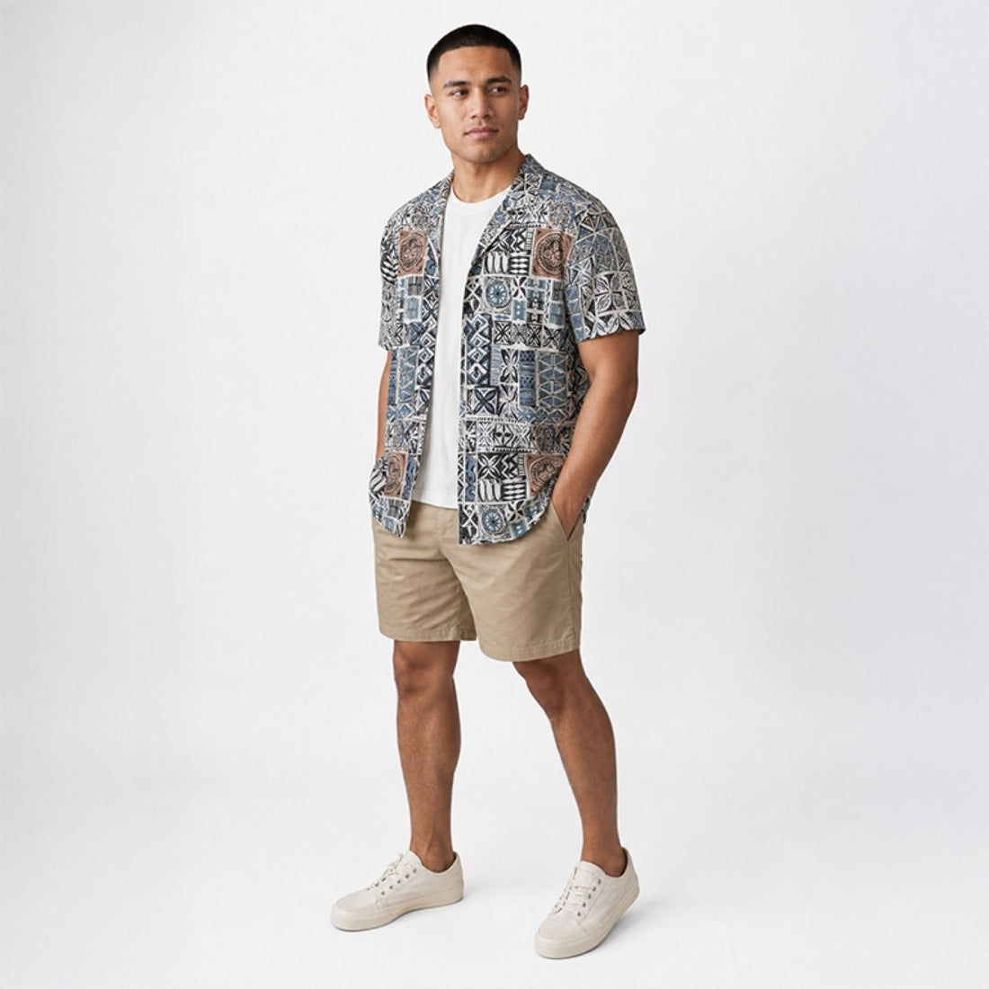 Hawaiian Camp Shirt - Elei Steel - AU/NZ/USA - The Koko Samoa