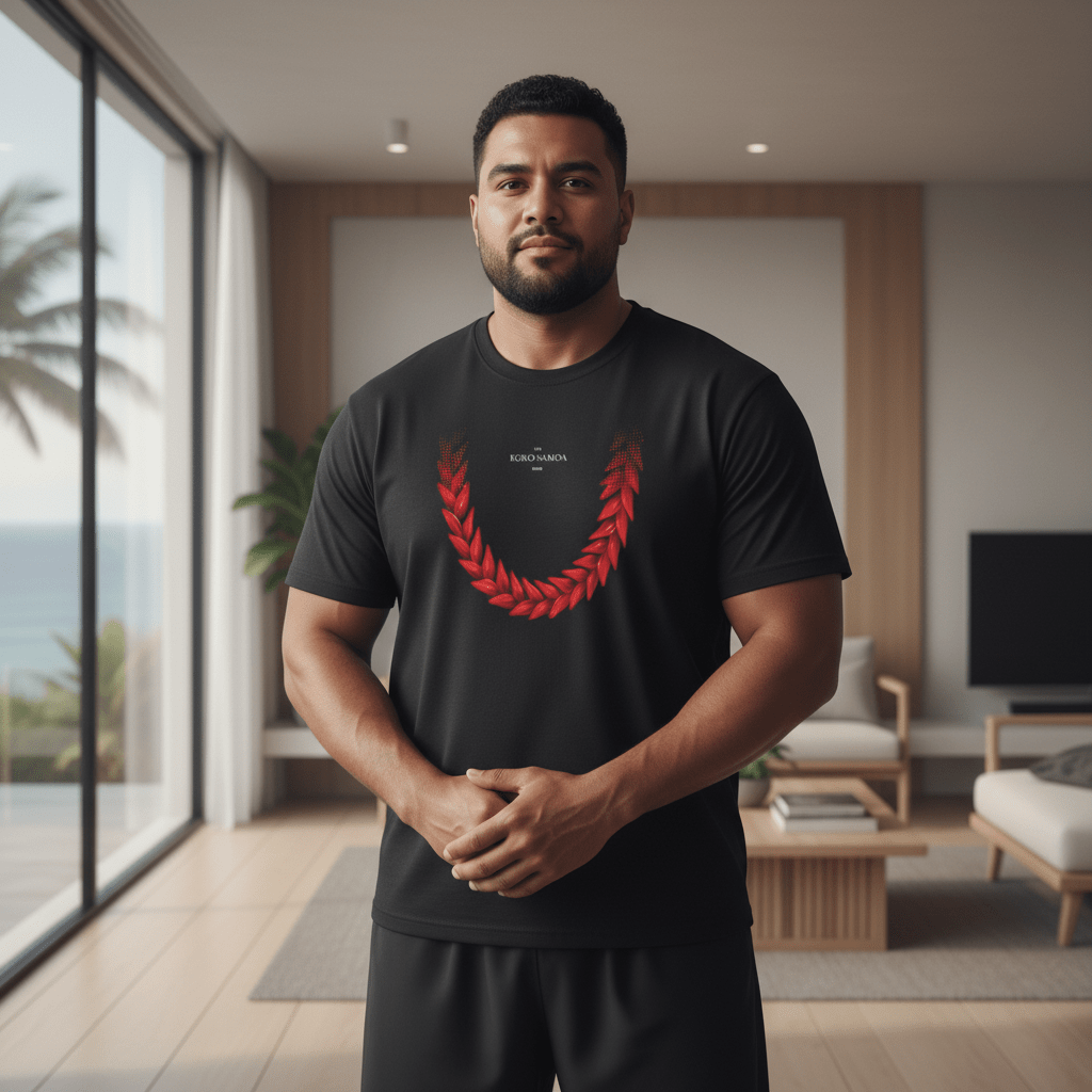 Unisex Heavy Tee featuring Ula Fala design, showcasing vibrant Samoan-inspired artwork on a durable cotton shirt.