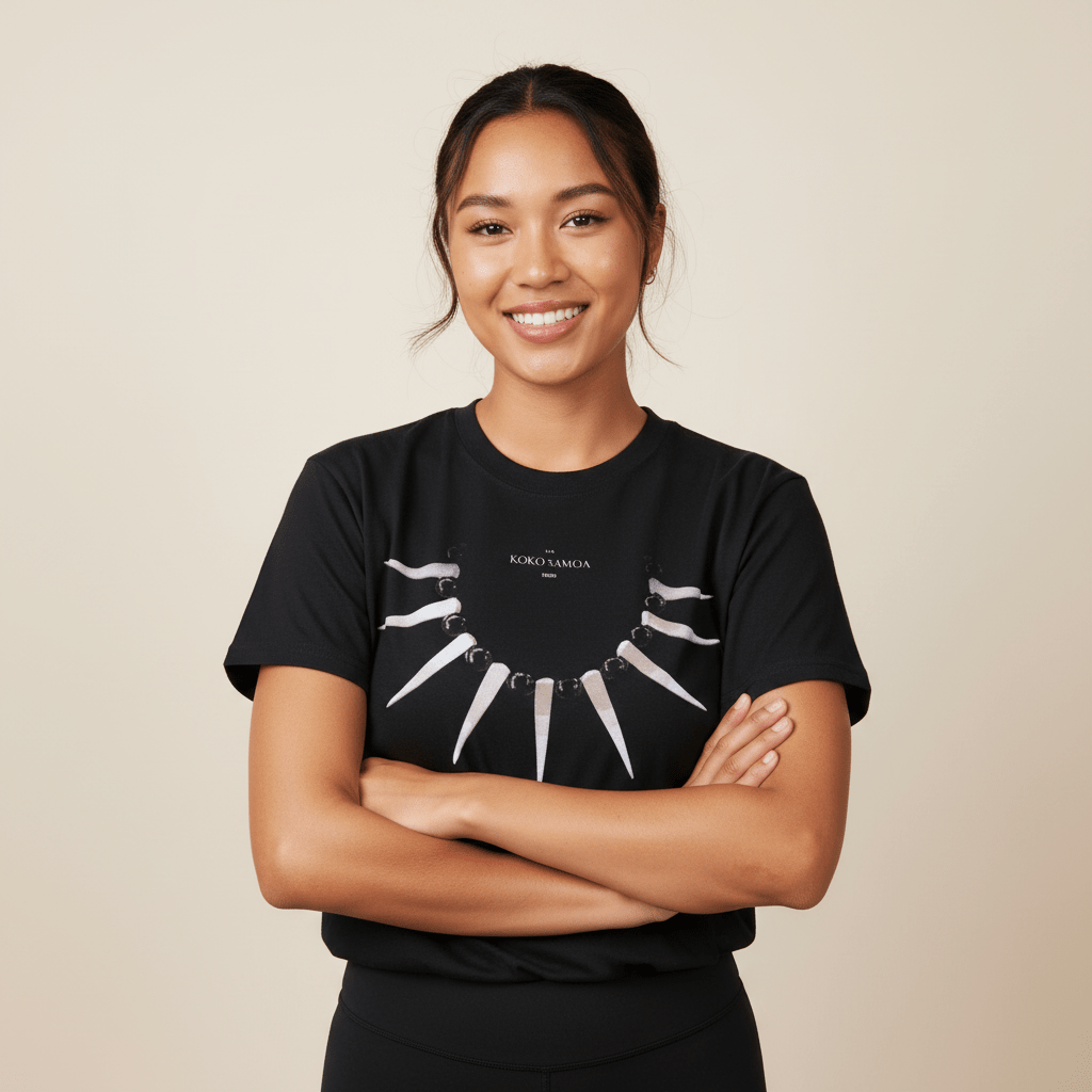 Heavy unisex T-shirt by Ula Nifo featuring traditional Samoan design, with bold graphic art on front.