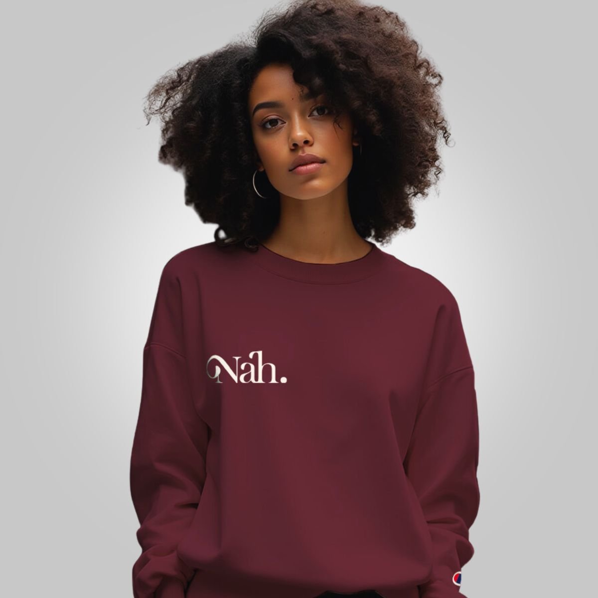 Black Champion unisex sweatshirt by Inkblot, featuring a comfortable fit and casual style.