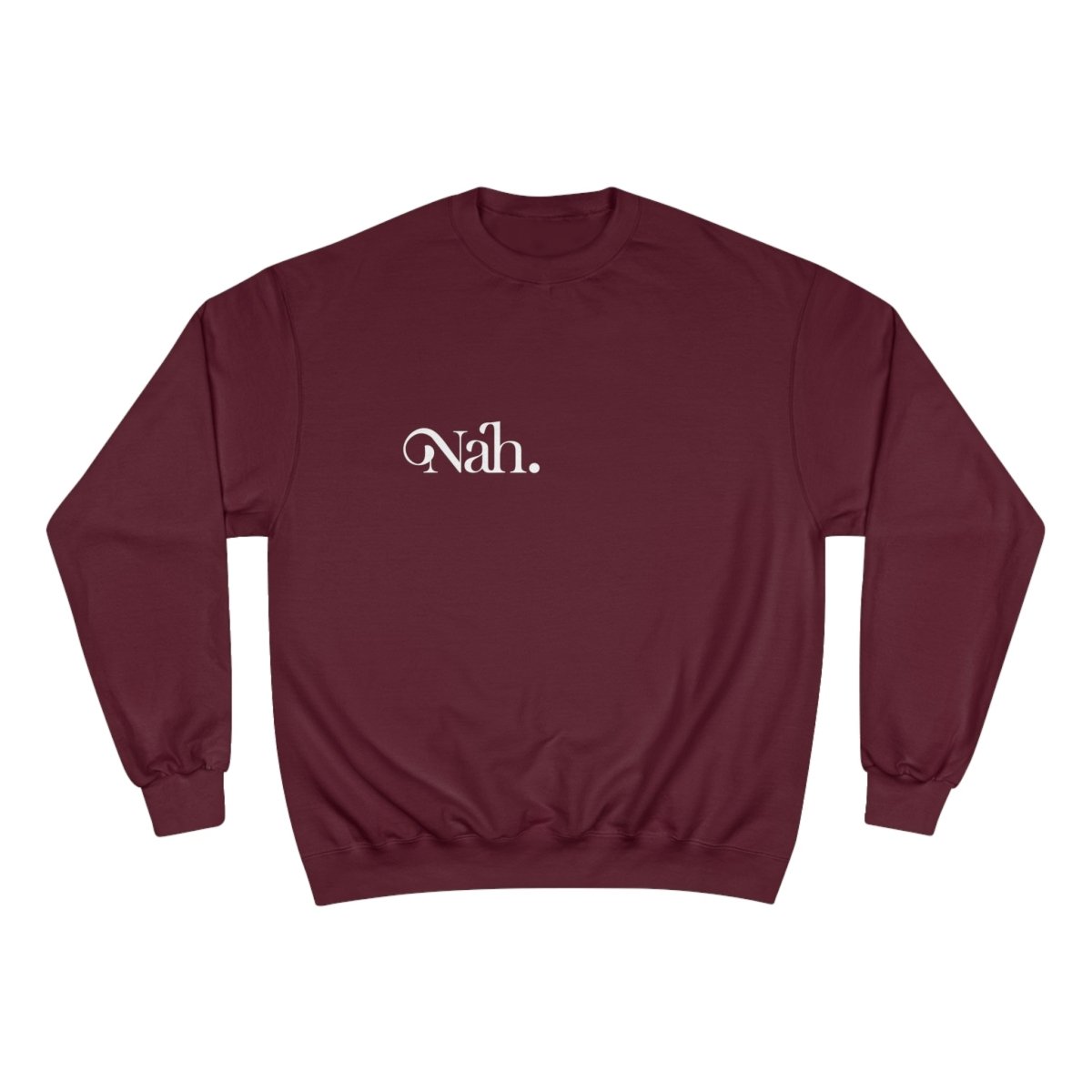 Black Inkblot Champion unisex sweatshirt with "Nah" print, casual fit, ideal for AU, NZ, and USA wear.