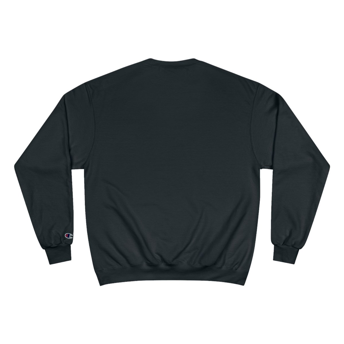 Black Inkblot Champion unisex sweatshirt with crewneck and logo detail, casual and comfortable everyday wear.