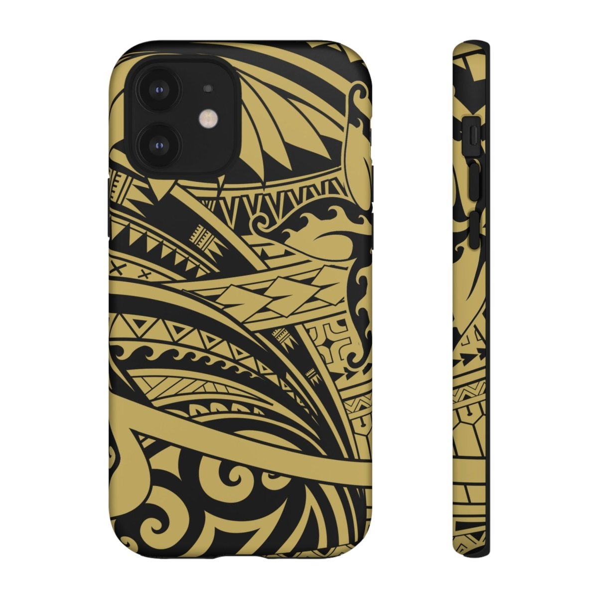WOYC iPhone Tough Phone Case in Bloom Gold with floral design, durable protective cover for iPhone models.