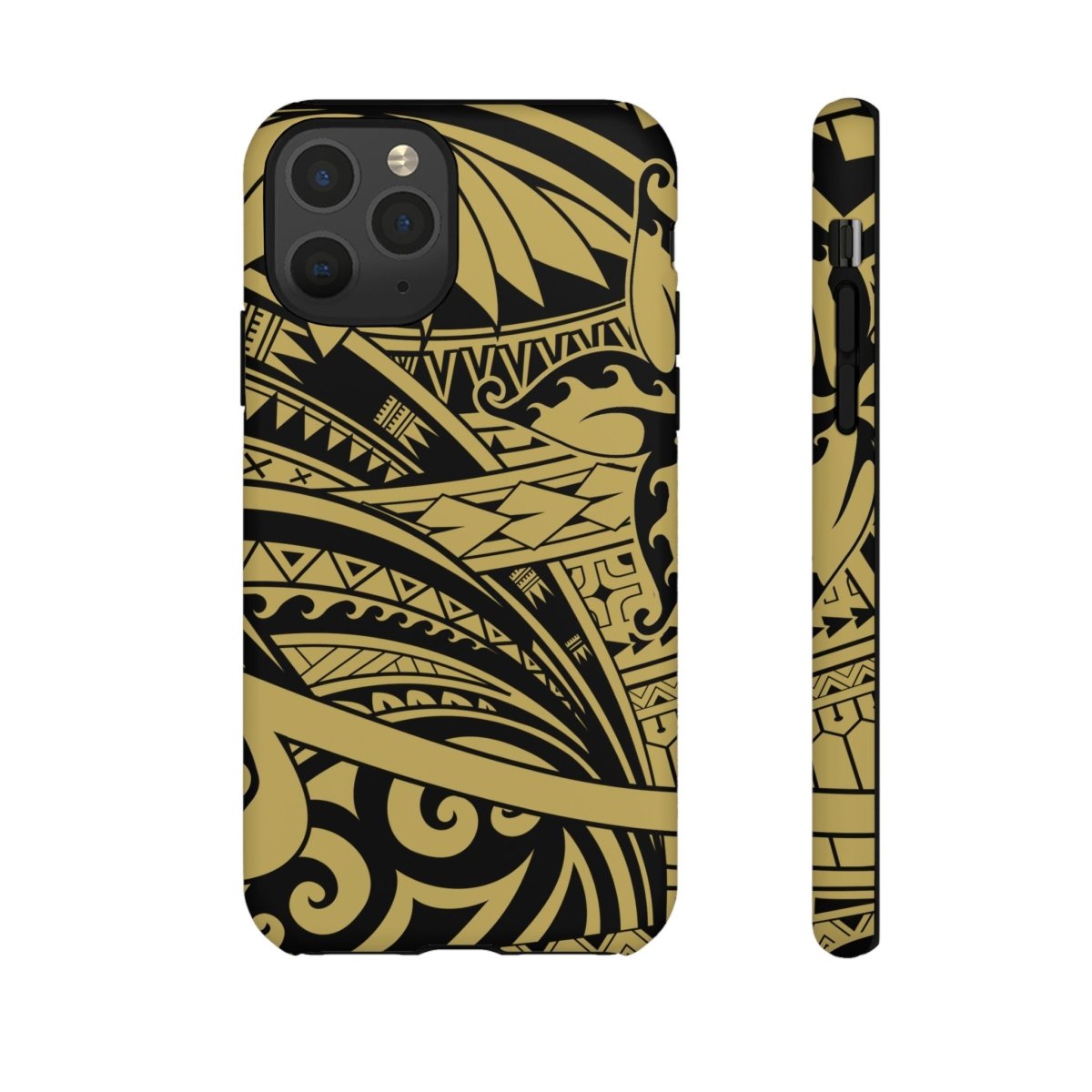 iPhone Tough Phone Case in Bloom Gold with floral design, durable protective cover for Apple iPhone models.
