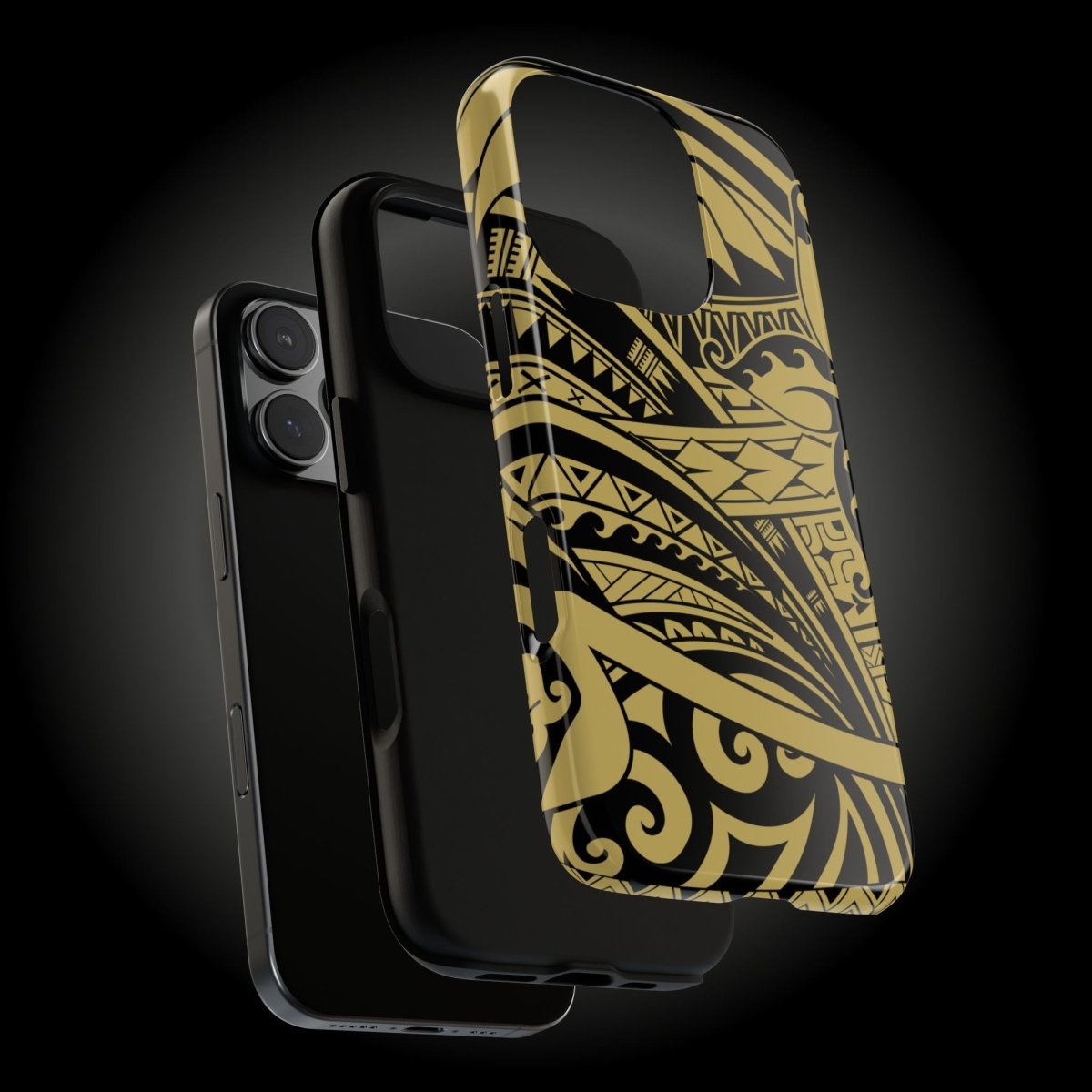 WOYC iPhone tough phone case in Bloom Gold with tropical floral design, durable protective cover for iPhone models.