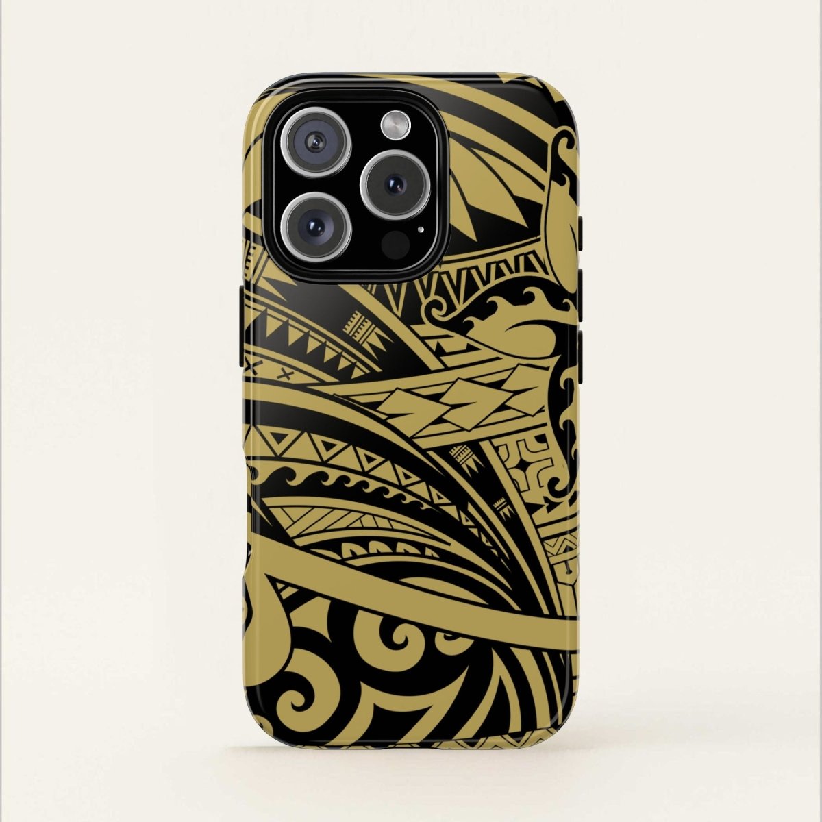 WOYC Bloom Gold tough phone case for iPhone, featuring a vibrant floral design, durable protection, and precise button cutouts.