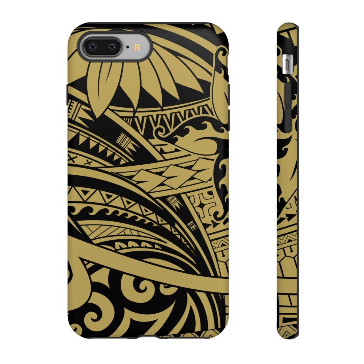 iPhone tough phone case in Bloom Gold, rugged protective case for iPhone models, featuring a stylish floral design.