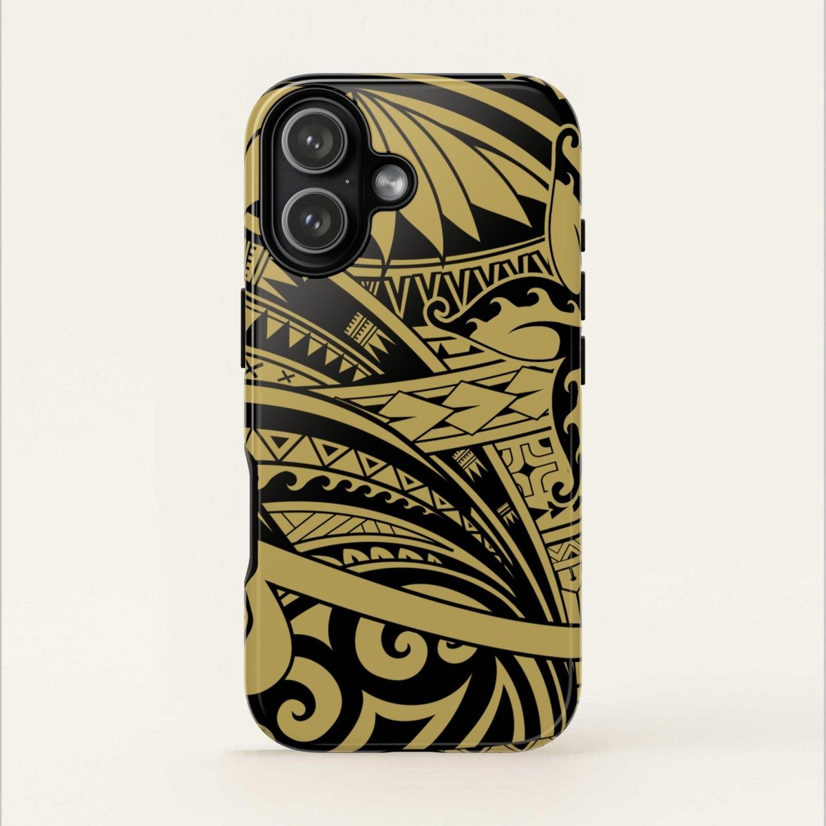 WOYC iPhone Tough Phone Case in Bloom Gold with floral design, protects the smartphone with durable, rugged construction.