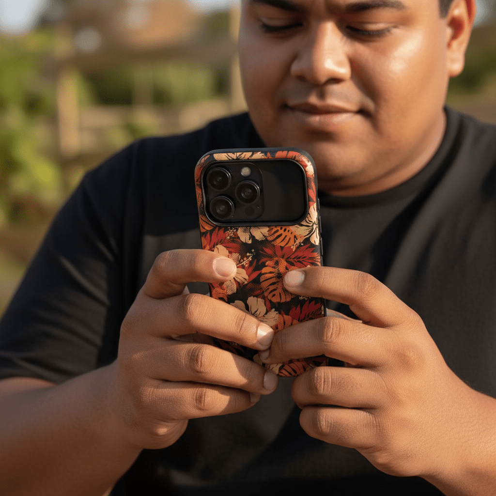 WOYC iPhone Tough Phone Case Lalomanu Ember for AU/NZ/USA, durable protective case with tropical island design.