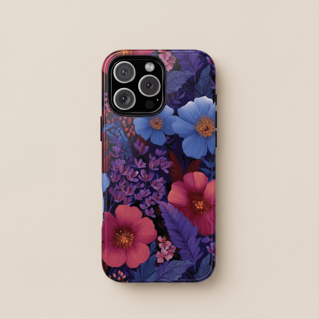 Lavender Tropics Tough Phone Case for iPhone, featuring vibrant tropical design and durable protection.