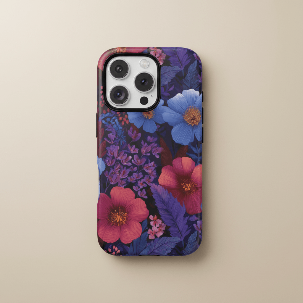 WOYC iPhone Tough Phone Case in Lavender Tropics design, rugged protective case for iPhones from AU/NZ/USA.