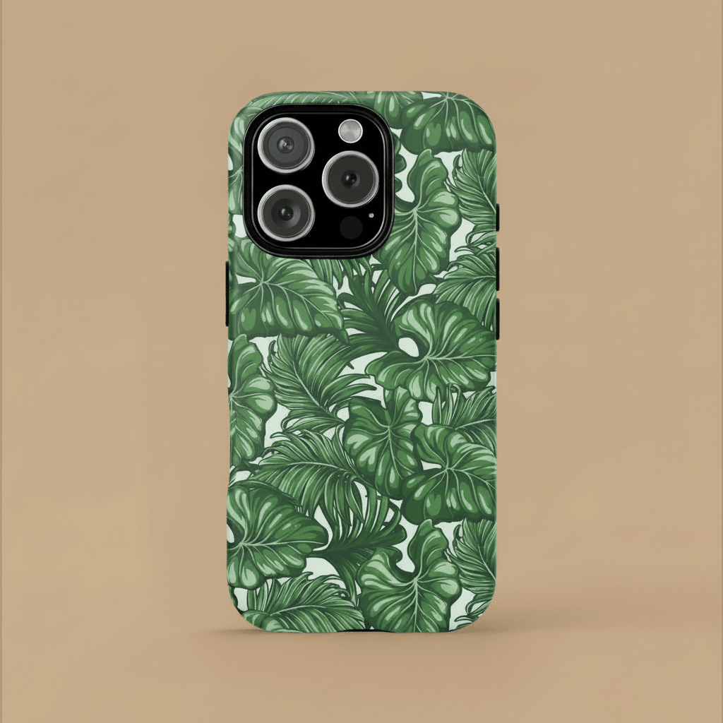 WOYC iPhone Tough Phone Case Saoluafata Canopy with tropical design, durable protective cover for iPhone models in AU, NZ, and USA.