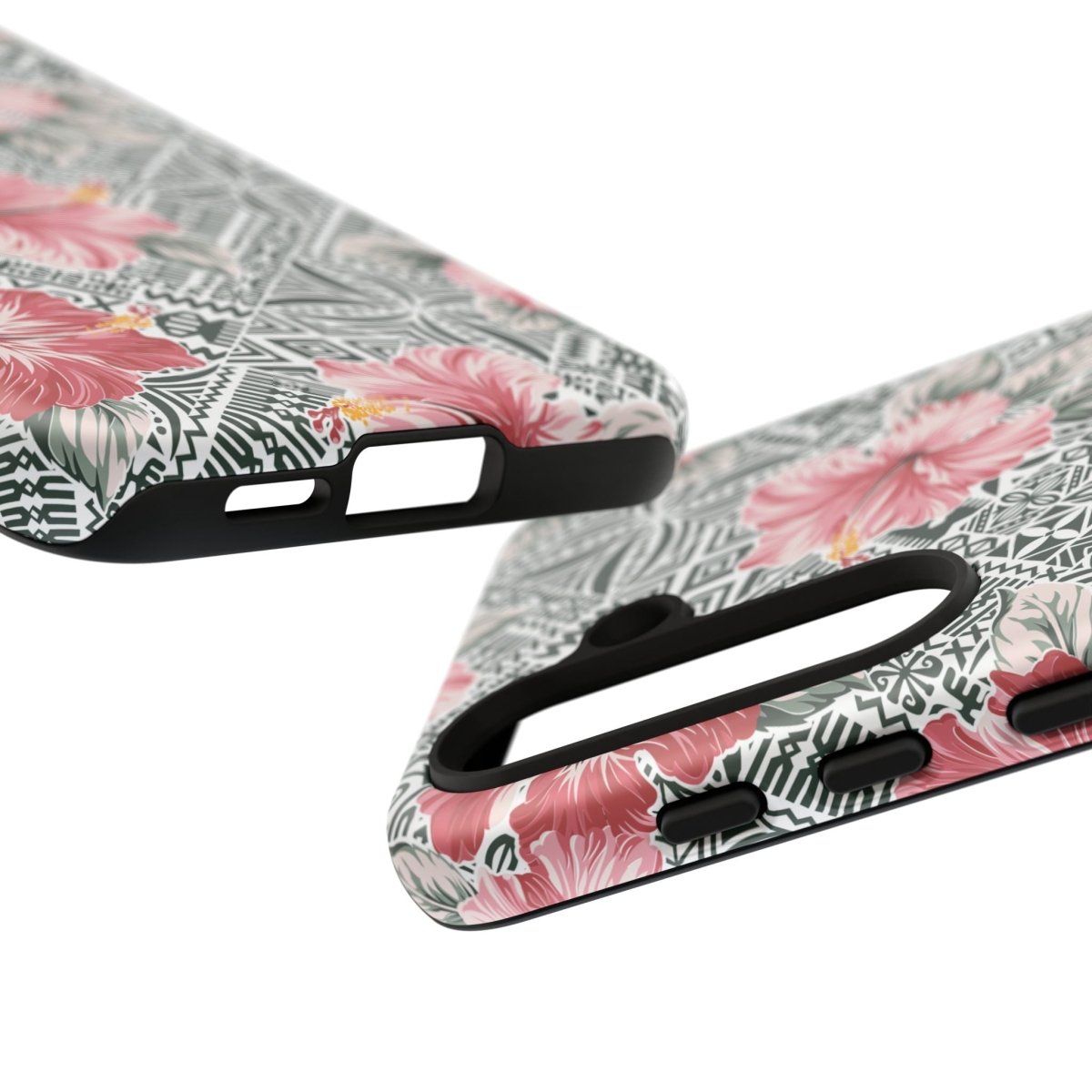 Printify iPhone tough phone case with Solosolo Blooms design, featuring vibrant floral artwork for iPhone models.