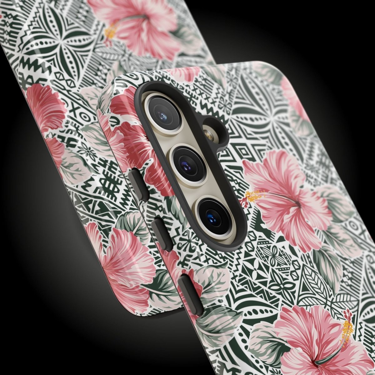 Printify iPhone tough phone case with Solosolo Blooms design, featuring vibrant floral artwork on durable protective cover.