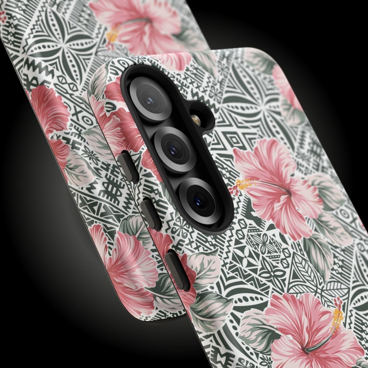 Durable iPhone tough phone case with Solosolo Blooms design by Printify, featuring colorful floral artwork on a protective case.