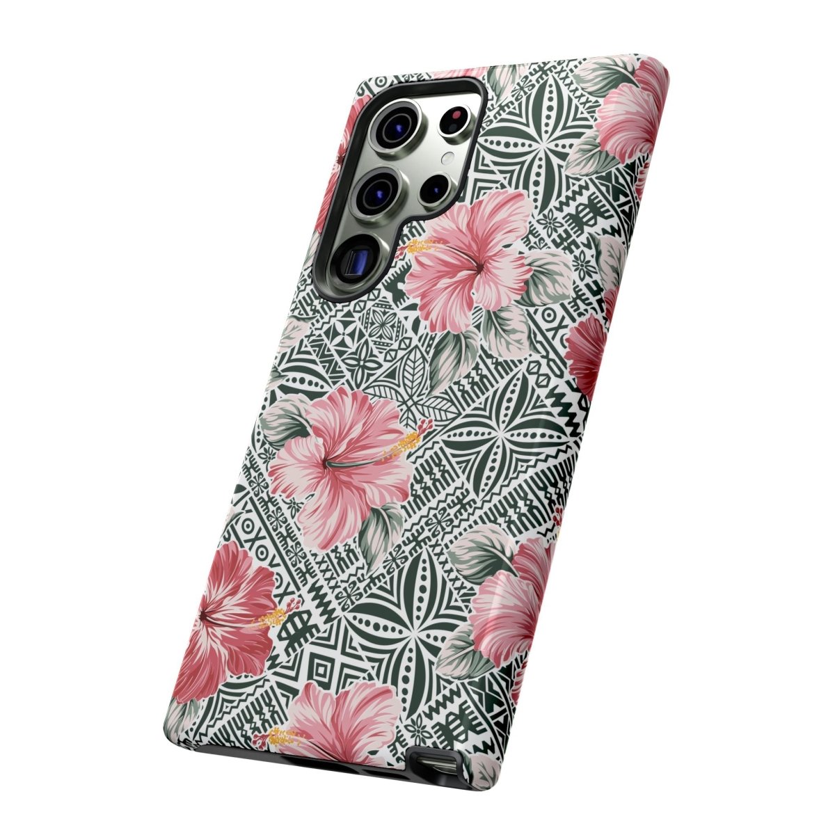 Durable iPhone tough phone case by Printify featuring Solosolo Blooms design with vibrant floral patterns.