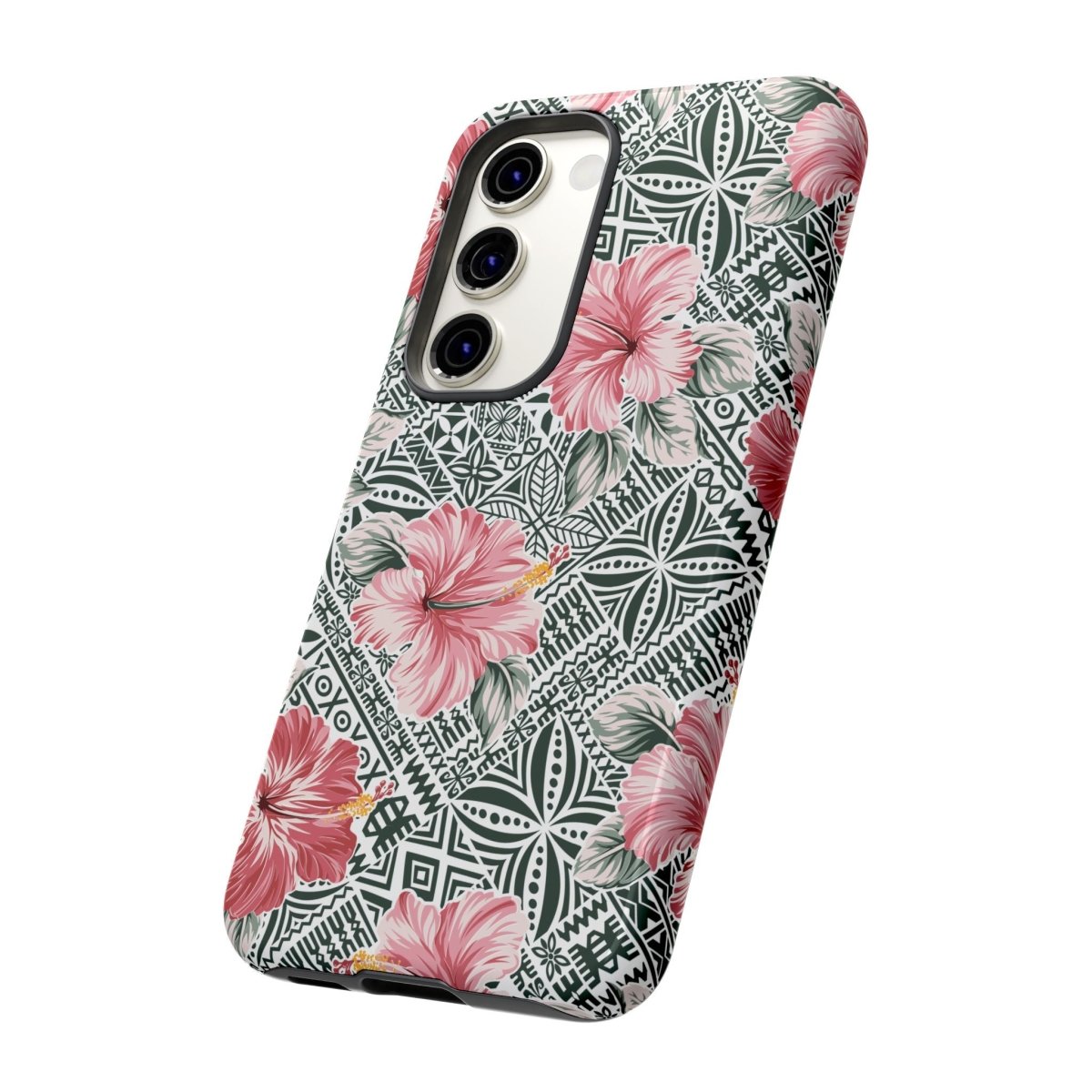 Printify iPhone tough phone case featuring Solosolo Blooms design with vibrant floral patterns for durable protection.