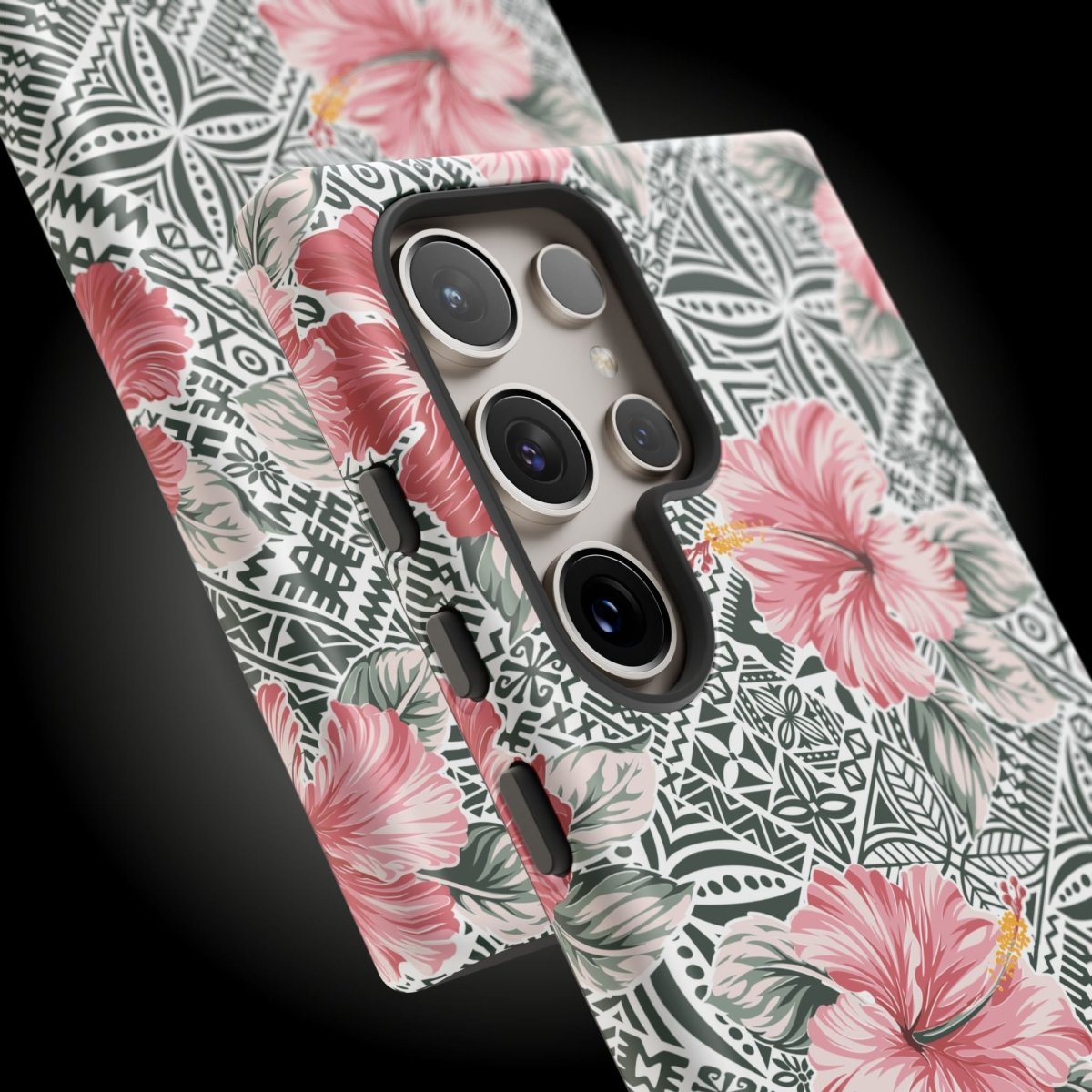 Durable iPhone tough phone case by Printify featuring Solosolo Blooms design with vibrant floral artwork.