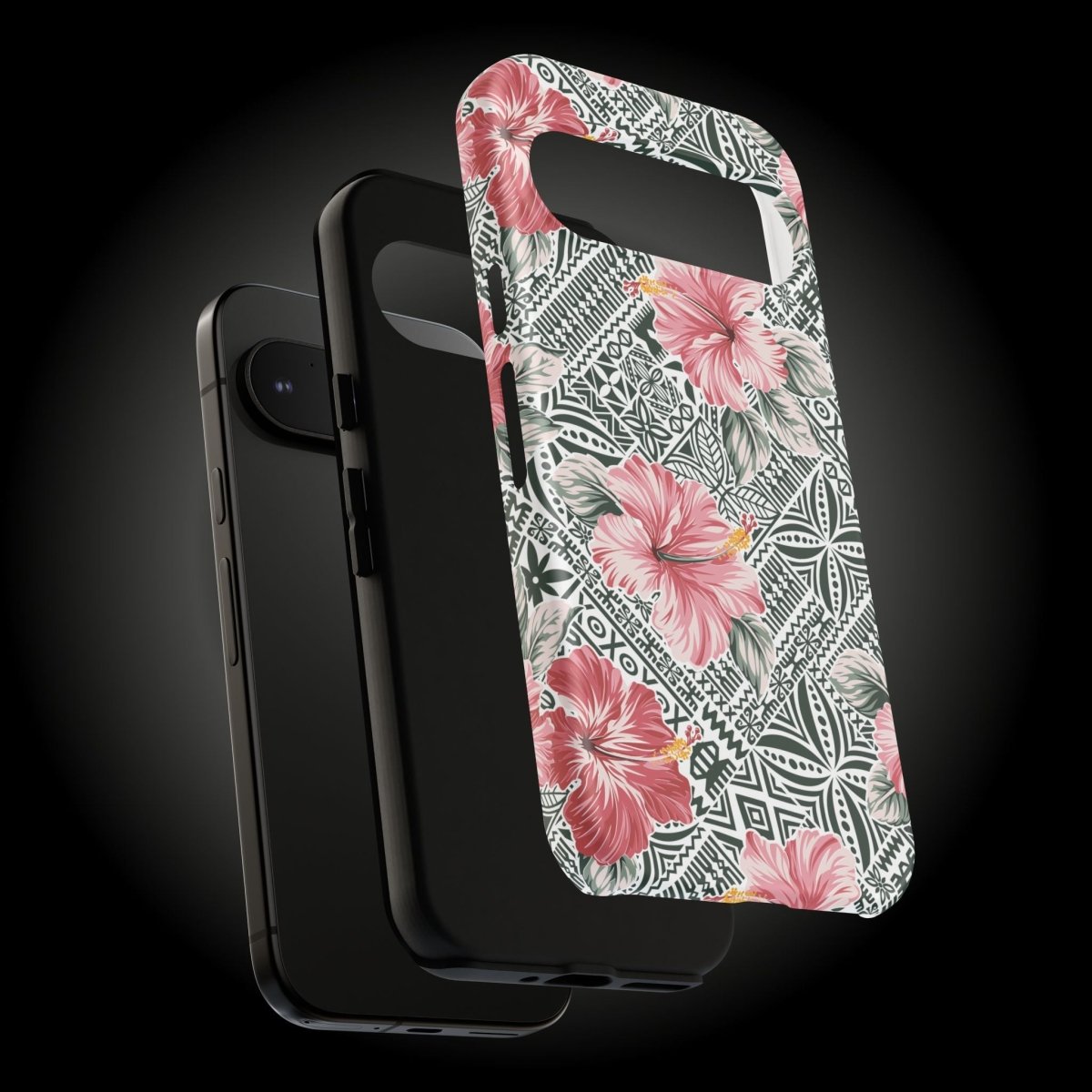 Durable iPhone tough phone case with Solosolo Blooms design by Printify, featuring vibrant floral artwork in a protective style.