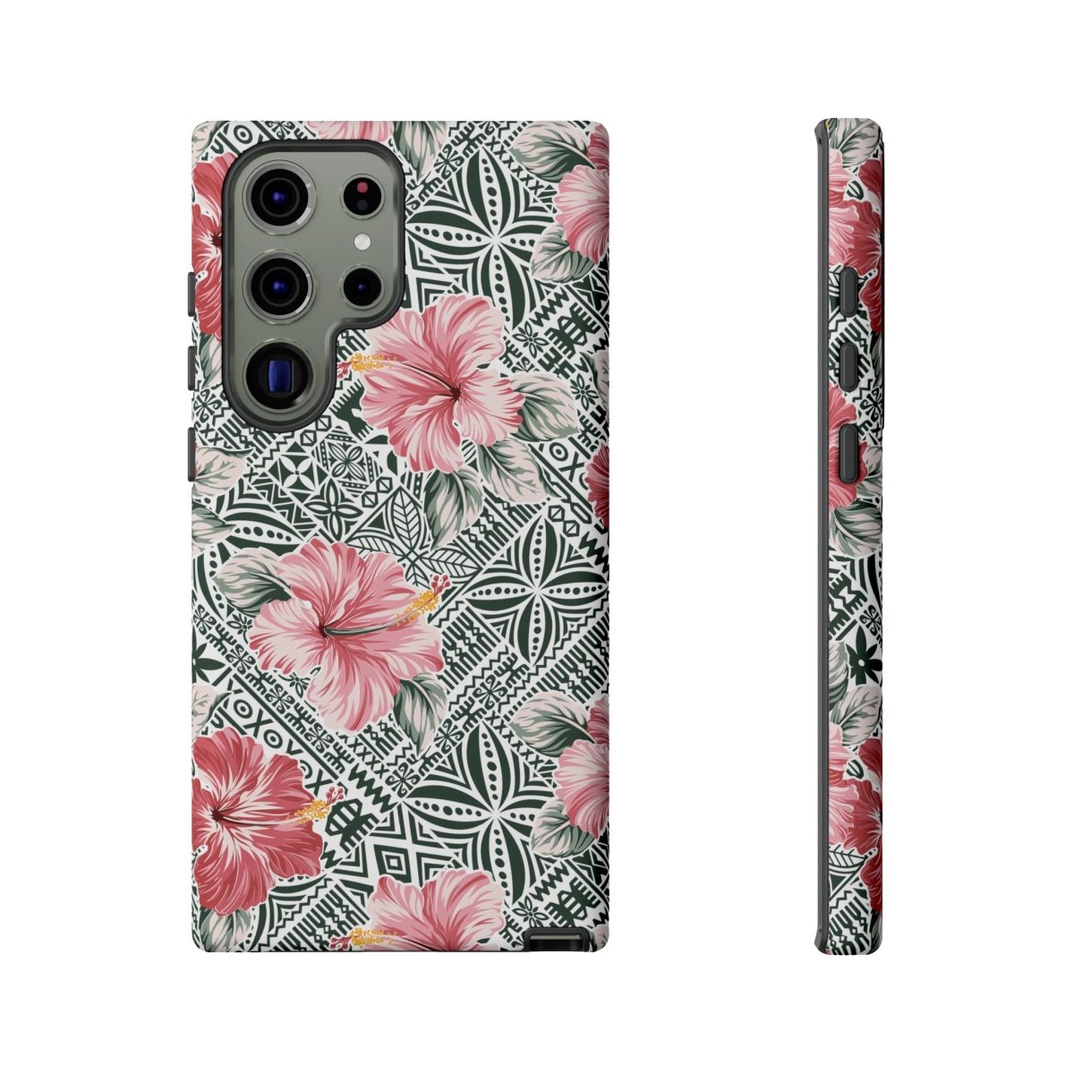 Durable iPhone tough phone case by Printify featuring Solosolo Blooms design in vibrant colors on a protective case.