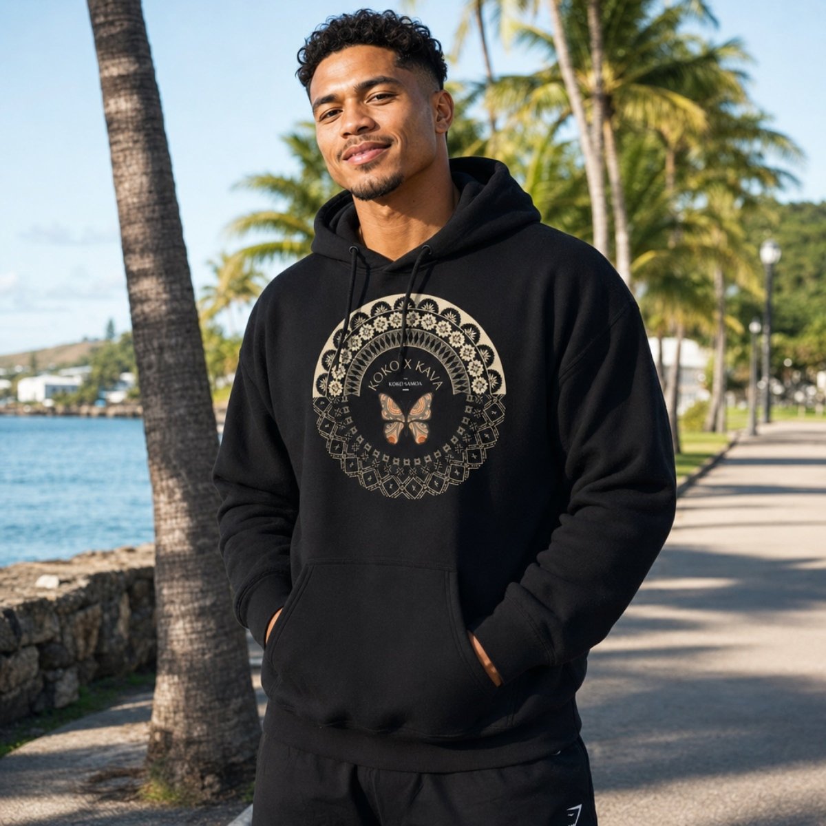 Fiji Samoa Island Hoodie by The Print Bar featuring tropical island design in vibrant colors on a cozy hoodie.