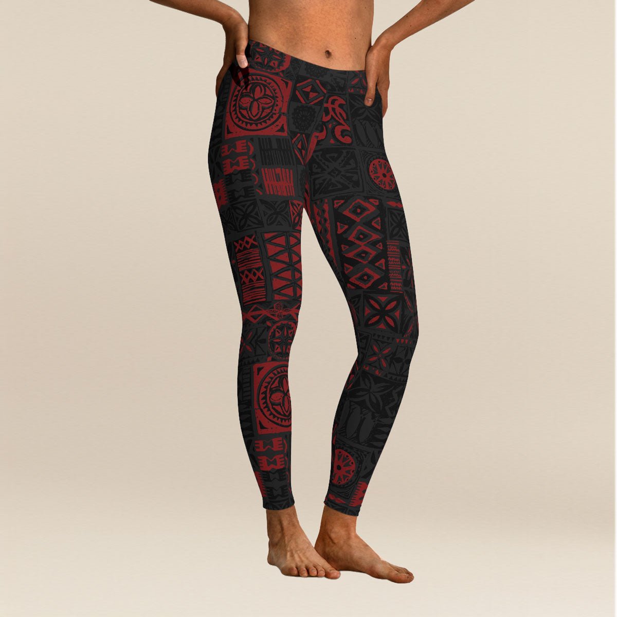 IslandFlex Leggings - Elei Red - AU/NZ/USA - The Koko Samoa