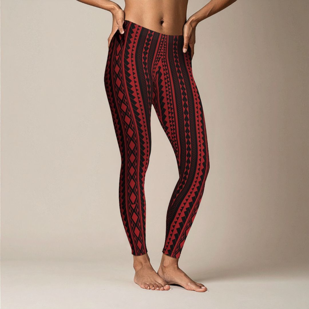 IslandFlex Leggings - Red Warrior - AU/NZ/USA - The Koko Samoa