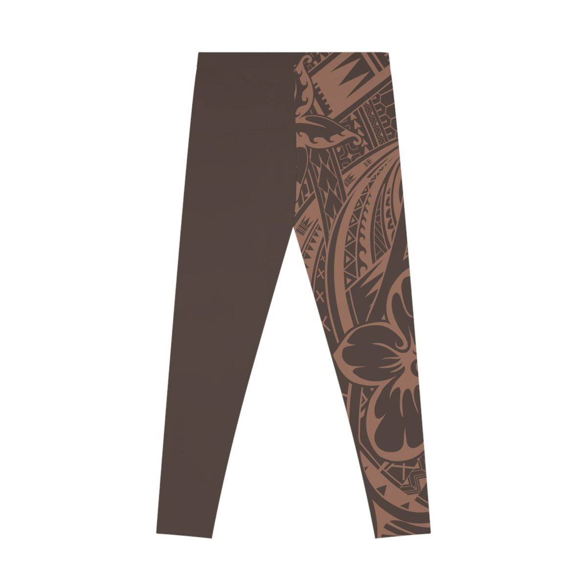FYBY Bloom Mocha Mousse mid-rise leggings featuring a flexible fit and vibrant island-inspired design.