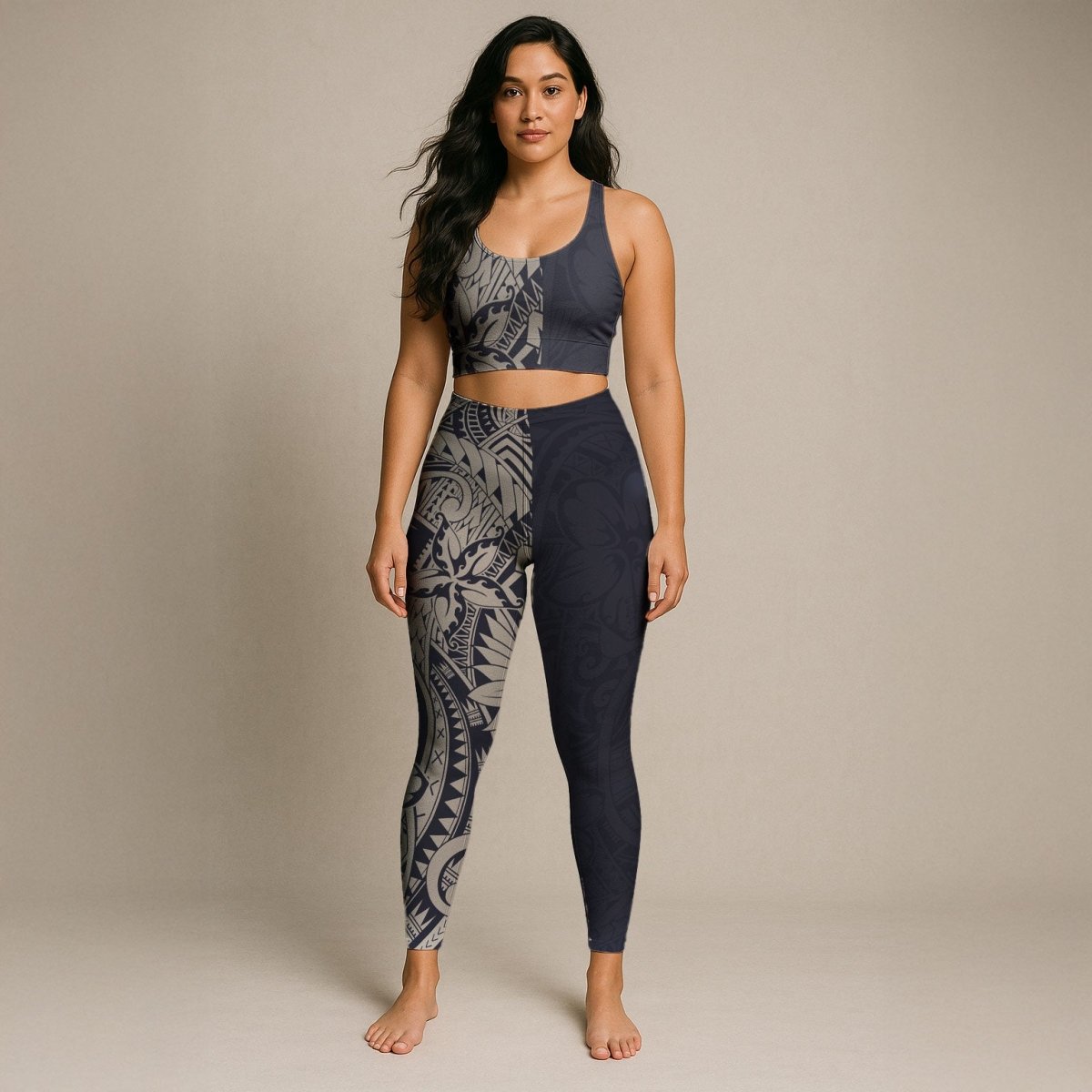 IslandFlex Mid - Rise Leggings - Blue Bloom - AU/NZ/USA - The Koko Samoa