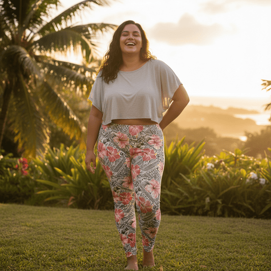 IslandFlex Mid - Rise Leggings - Solosolo Blooms - AU/NZ/USA - The Koko Samoa